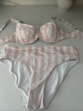 Victoria's Secret Pink and White Vertical Stripe Bikini
